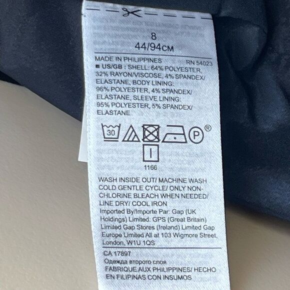 Banana Republic NWOT Blue Window Pane Print Flare Sleeve Washable Blazer Size 8 - Picture 7 of 9